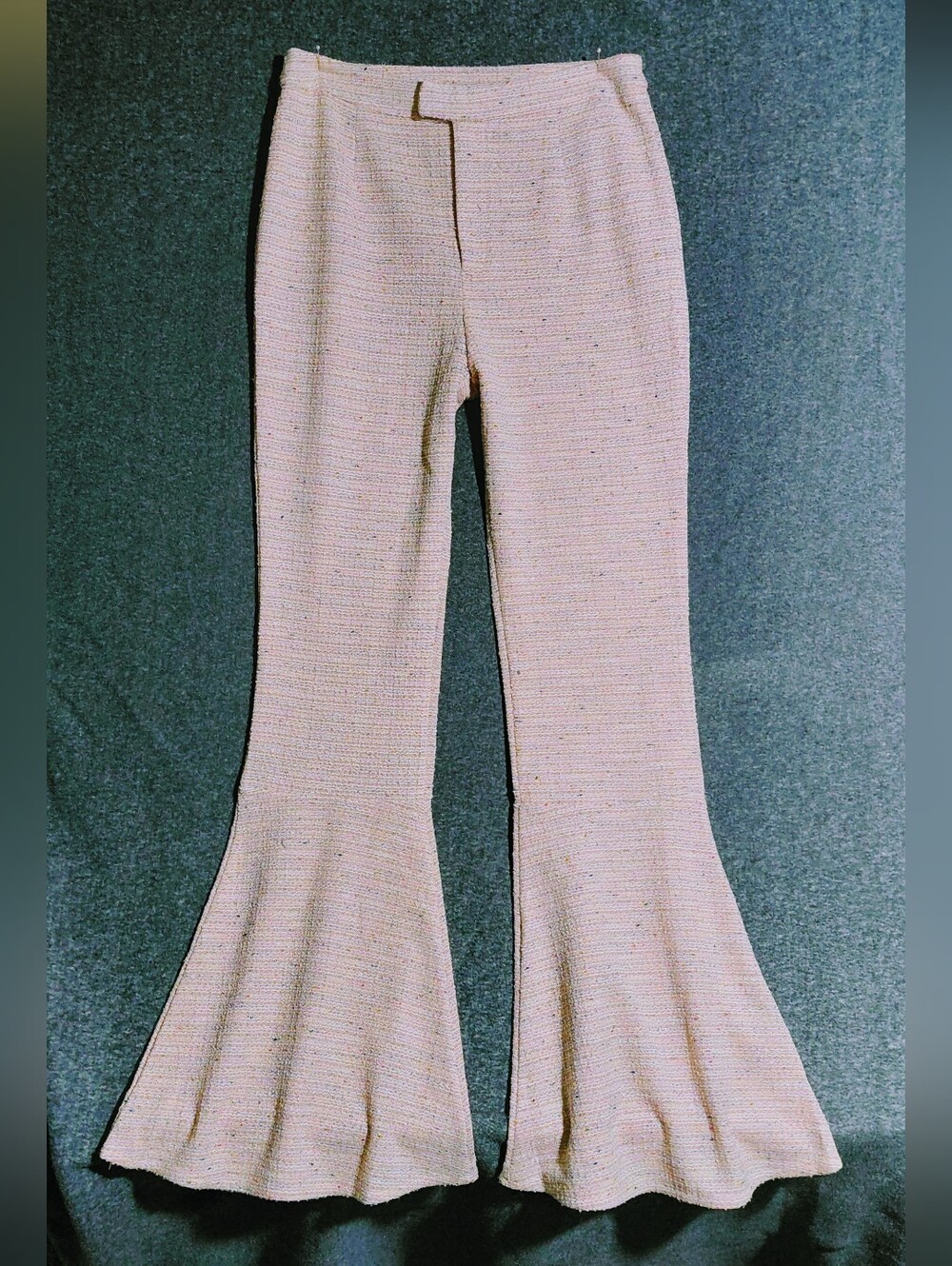 Pink Sparkle Confetti Tweed Bell Bottom Pants Sz L/ 12-14 Tall